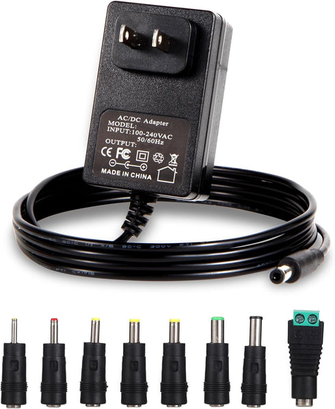18V AC DC Power Supply Adapter 18Volt 1 Amp Charger DC 18V 1A Power Cord with 8 Interchangeable Jacks for 100mA 200mA 300mA 400mA 500mA 600mA 800m...