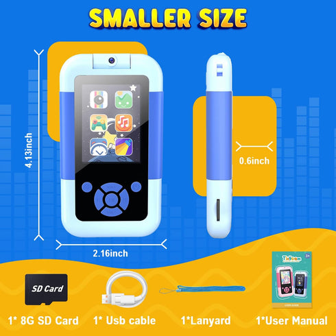Toys for 3 4 5 6 Year Old Boys Kids MP3 Music Player with Flip Camera, Games, Alarm Clock Toddler Phone Educational Toys Birthday Gifts for Boys A...