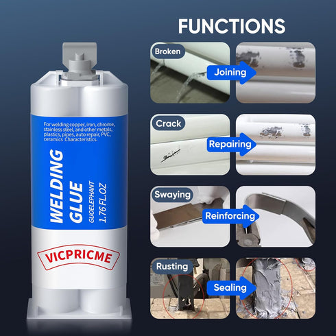 Metal Glue, 1.76oz 2 Part Liquid Metal Welding Epoxy Glue, Marine Filler Repair Putty, High-Temperature Resistant Heavy Duty ab Glue,Strongest Glu...