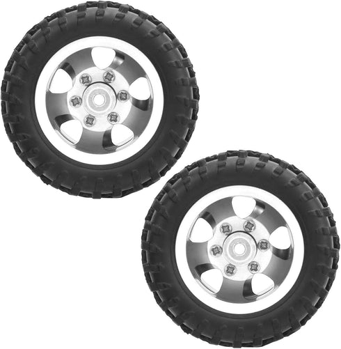 2pcs RC Car Rear Tires, Durable 52mm Aluminum Alloy Rear Tire RC Upgrade Parts for WPL D12 1/10 RC Truck, RC Wheels RC Accessories (009)(Silver)...