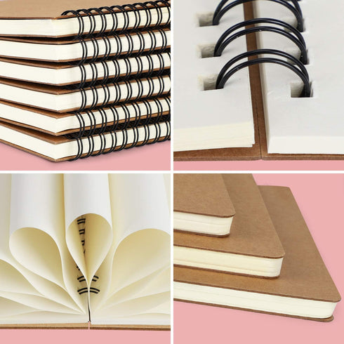 EUSOAR College Blank Spiral Notebook, A5 6packs 5.5"x8.3" 120 Pages Blank Travel Writing Journal, Memo Notepad Sketchbook, Students Office Busines...