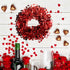 Ochine Tinsel Heart Wreaths Garland Valentines Day Red Heart Shaped Wreaths Decor Valentine Hanging Door Wall Wreath Wedding Wreaths for Valentine...