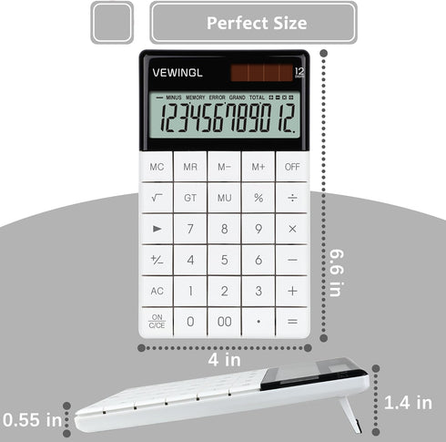 Laptop Keyboard Keys Calculator 12 Digit,Dual Power Battery and Solar,Desk Calculator with Large LCD Display for Office,School, Home & Business Us...