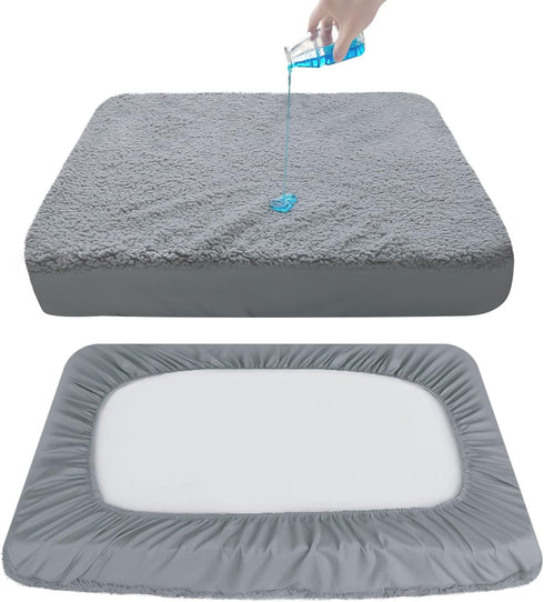 Dog Bed Covers Soft Plush Replacement Washable, Waterproof Dog Bed Liner Grey, Dog Mattress Cover, Pet Bed Cover 30x20 Inches, for Dog/Cat, Cover ...