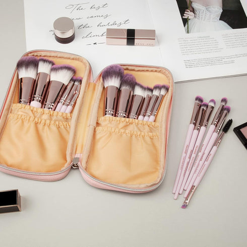 Makeup Brushes with Case, MAANGE 18 Pcs Professional Makeup Brush Set Premium Synthetic Face Kabuki Brush Kit Foundation Blush Powder Eyeshadow Br...