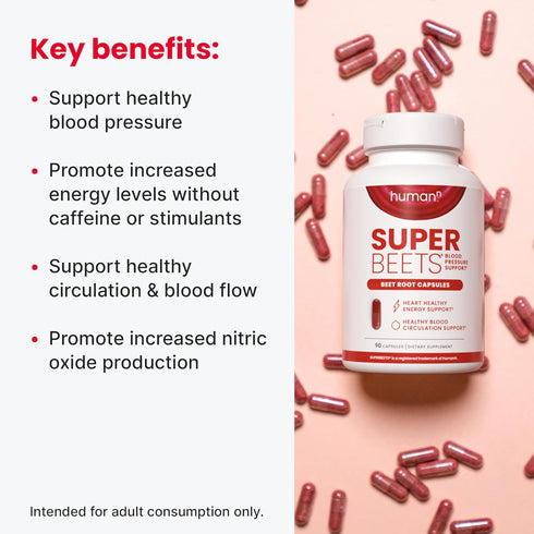 humanN SuperBeets Beet Root Capsules Quick Release 1000mg - Supports Nitric Oxide Production, Blood Pressure – Clinically Studied Antioxidants 90 ...