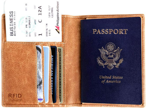 Luxury Passport and Vaccine Card Holder, Credit Card, RFID Blocking Bifold Wallet | Slim Minimalist Design | Includes Unique Gift Box | For Men an...