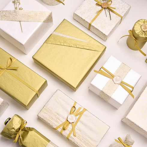 PAPER FAIR 102 Sheet Metallic Gold Foil Lace Floral Tissue Paper Set, 14x20 inch Wedding Wrapping Paper, 3 Style DIY Craft Art Paper for Gift Bag ...
