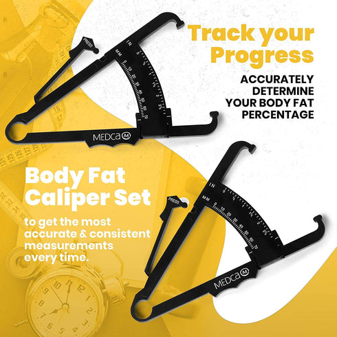 Skinfold Body Fat Caliper - Skin Fold Body Fat Analyzer and Handheld BMI Measurement Tool Skinfold Caliper Device Measures Body Fat for Men and Wo...