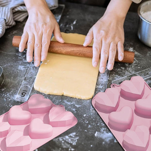 Valentine's Day Silicone Molds 2PCS Large 3D Diamond Heart Shape Chocolate Molds Soap Molds Cookie Cake Silicone Heart Molds for Candy Jello Candl...