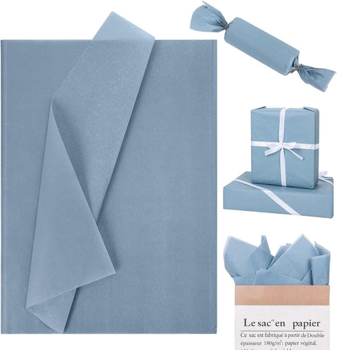Whaline 100 Sheets Dusty Blue Tissue Paper Pastel Blue Gift Wrapping Paper Bulk Solid Color DIY Art Craft Tissue Paper for Packaging Wedding Birth...