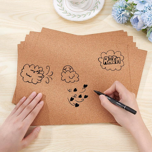 BENECREAT 8 Pack Self-Adhesive Cork Sheets 1mm Thick A4 Rectangle Insulation Cork Backing Sheets for Coaster, Wall Decoration, Wedding Party, DIY ...
