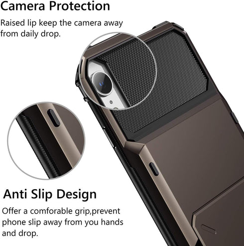 Vofolen Case for iPhone XR Case Wallet ID Slot Credit Card Holder Spring Pocket Scratch Resistant Dual Layer Protective Bumper Rugged TPU Rubber A...
