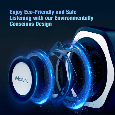 Computer PC Speakers USB Powered 3.5mm AUX Jack Volume Control Ice-Blue LED Light HiFi Stereo Sound Quality Mini Gaming Desktop Monitors Laptops S...