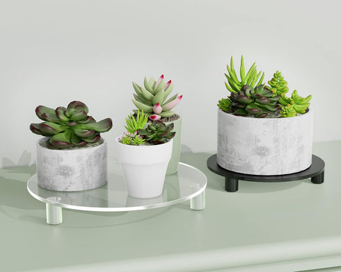 Clear Acrylic Riser for Displays, 7 Inch Round Pedestal Stand for Kitchen & Bathroom Counter Décor, Modern Plant Stand for Indoor Flower Pot Riser...