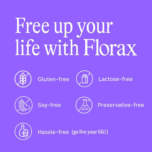 Florax - Liquid Probiotic Supplement - On-The-Go Gut Support for Women and Men - Vegan, Gluten Free, Lactose Free, Soy Free and Preservative Free ...