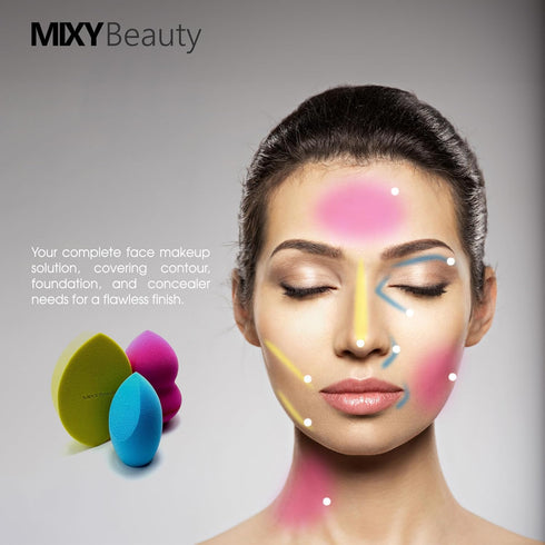 Makeup Sponge Set of 3 – Pro beauty blender sponge for Foundation, Concealer & Contour – Latex-Free sponges for Liquid Blush Foundation, Powder & ...