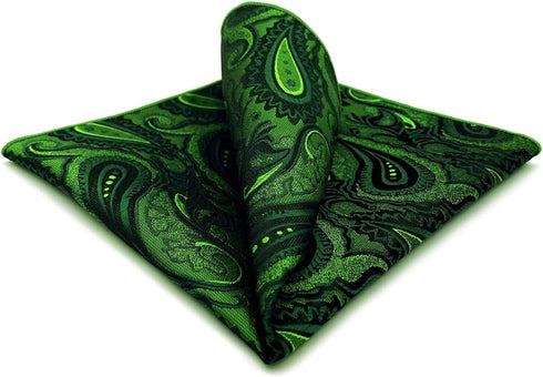 S&W SHLAX&WING Neck Tie Sets for Men Matching Necktie Dark Green Paisley Matching Pocket Square...