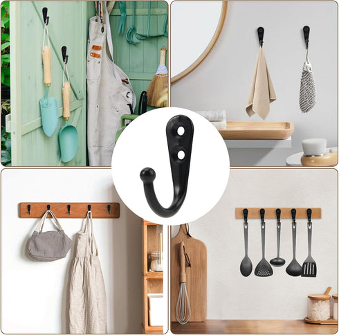 Wall Hooks for Hanging, 40 Pack Black Small Coat Hooks with 80 Screws, Heavy Duty Single Prong Wall Hooks for Keys, Cups,Towels,Bag and More...