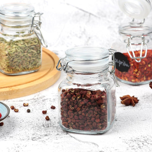 Glass Jars with Airtight Lids, 3.4 oz Small Spice Jars, 12 Pack Empty Mini Glass Bottles with Silicone Gasket, Herb Containers with Chalkboard Lab...