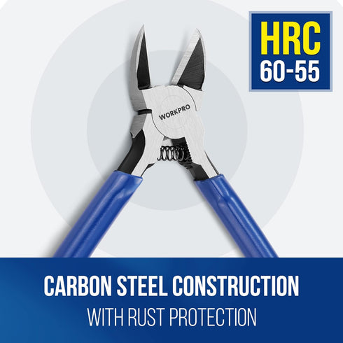 WORKPRO 2 Pack Wire Cutters, 6 Inch Precision Flush Cutters, Spring Loaded Side Cutting Pliers, Sharp Diagonal Cutters for Crafts, Jewelry Making,...