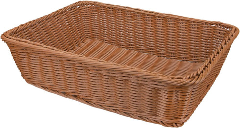 Yarlung 3 Pack Imitation Rattan Woven Bread Baskets, 11.8 Inch Poly Wicker Fruit Baskets for Food Serving, Display, Vegetables, Home Kitchen, Rest...