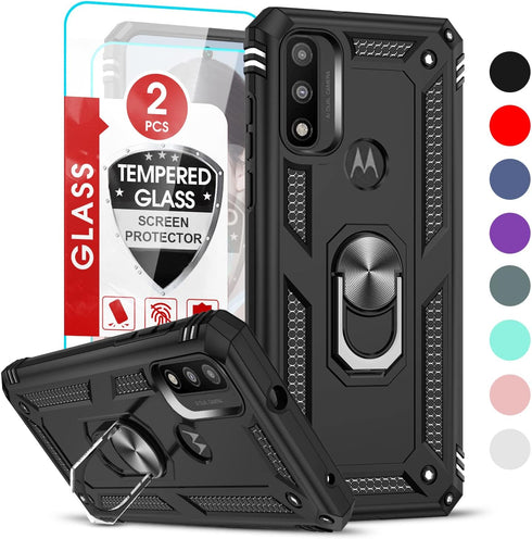 LeYi for Moto G-Play-2023-Case: Moto G Pure Case/G Power 2022 Case with 2 Pcs Screen Protector, Military-Grade Phone Case with Magnetic Stand for ...