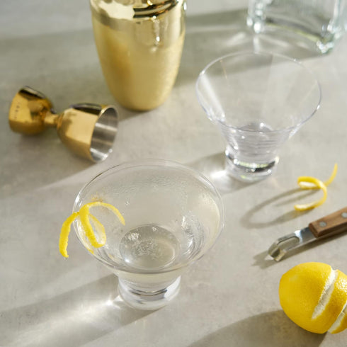 Viski Heavy Base Stemless Martini Glasses Set of 2 - Premium Short Crystal Cocktail Glass Gift Set, 7.5 oz....