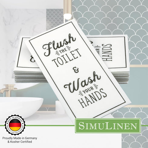 Wash Your Hands, Cheeky Disposable Guest Hand Towels for Bathrooms –- Linen-Feel Paper Towels, Cloth-Like Texture, Single-Use - Size: 12x17” Unfol...