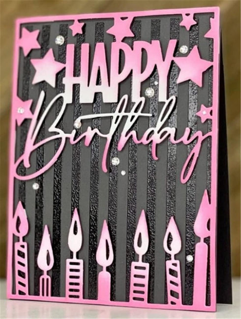 Cutting Dies Metal Stencils Scrapbooking Tool DIY Craft Carbon Steel Embossing Template for Paper Card Making (Happy birthday and candles-14.5x11....