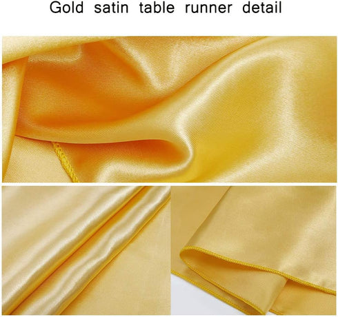 5 Pack Satin Table Runners 12 x 108 inches Long Silk and Smooth Fabric Gold Table Runner for Party Wedding Banquet Birthday Graduations Decoration...