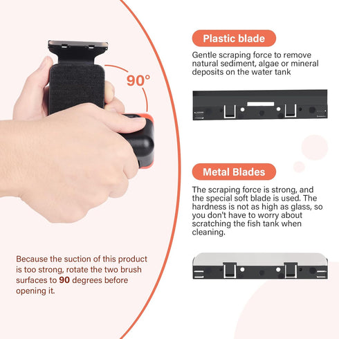 hygger Fish Tank Magnetic Glass Cleaner Two Detachable Algae Scraper for Aquarium Fish Tank?Floating Scrubber Brush Glass Algae Magnet Cleaning To...