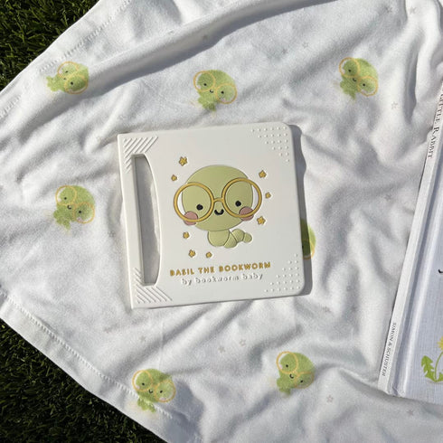 Basil The Bookworm Baby Teether - Premium BPA Free Silicone Teething Toy | Perfect for Baby Showers | Unique Book-Shaped Design | Freezer & Dishwa...