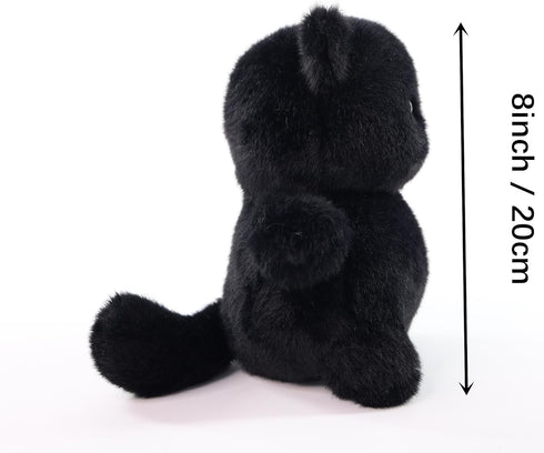 8" Black Cat Stuffed Animals Plush, Cute Plushie for Animal Themed Parties Teacher Student Award, Animal Toys for Baby, Boy, Girls, Great for Nurs...