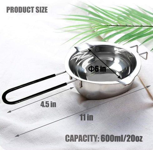 Double Boiler Melting Pot with 600ML,Stainless Steel Chocolate Melting Pot with Heat Resistant Handle for Butter Candy Butter Cheese, Candle Makin...