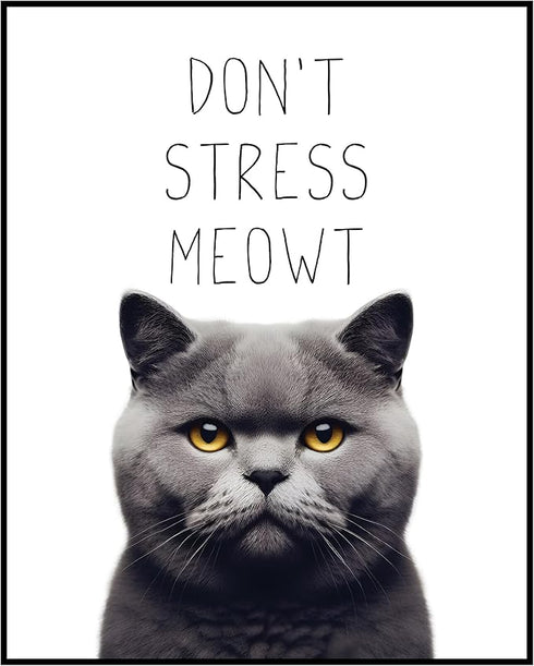 Posterizer 1 pcs-Don’t Stress Meowt-Funny Art for cat lovers-Comedy Art-Art for Animal Lovers-Decor for Home & Office- UNFRAMED Wall Art...