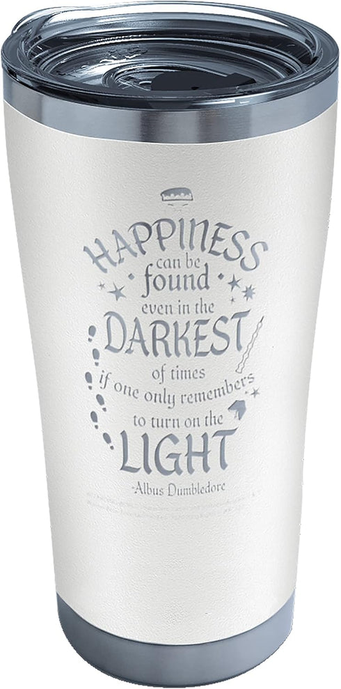 Tervis Harry Potter Happiness Quote Engraved Triple Walled Insulated Tumbler Travel Cup Keeps Drinks Cold & Hot, 20oz Legacy, Glacier White, 1 Cou...