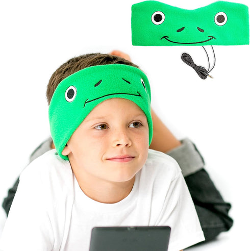 CozyPhones Over The Ear Headband Headphones - Kids Headphones Volume Limited with Thin Speakers & Super Soft Fleece Headband - Green Frog......