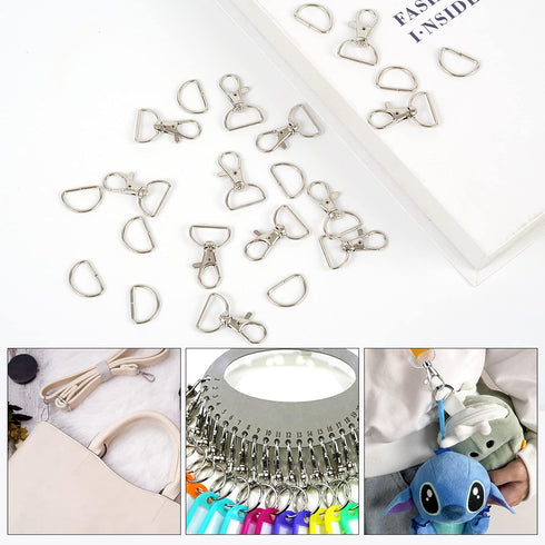 100PCS Premium Swivel Snap Hooks and D Rings, Swivel Snap Hooks for Keychain and Sewing Project(3/4" Inside Width) Silver...
