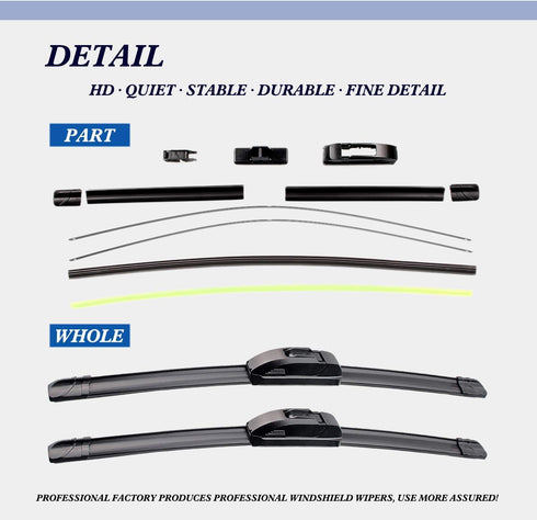 OEM Quality 22in + 22in Premium All-Season Windshield Wiper Blades for Original Equipment Replacement(Set of 2)...