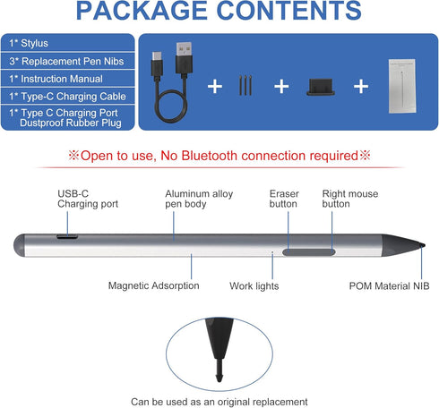 2024 New Surface Pen for Microsoft Surface Pro 11/10/9/8/7/6/5/4/3/X,Surface Go/Book/Studio/Laptop,4096 Pressure Sensitivity Windows Stylus Pen,US...