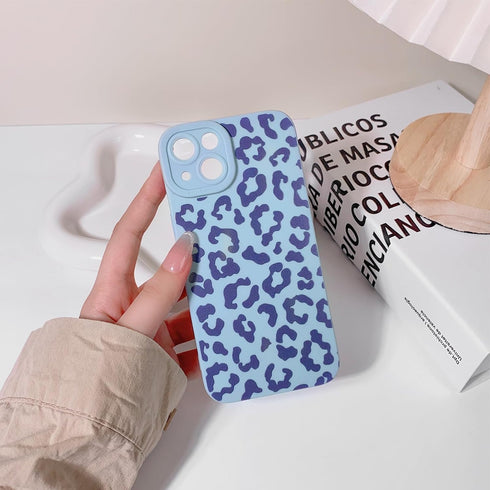 Compatible for iPhone 13 Case Cute Cool Leopard Print Design for Girls Women Soft TPU Shockproof Protective Girly for iPhone 13-Blue...