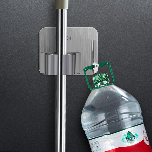 Broom Holder Self Adhesive No Drill Wall Mount Mop Broom Organizer with Hook Heavy Duty Stainless Steel Garden Tool Organizer Garage Storage and O...