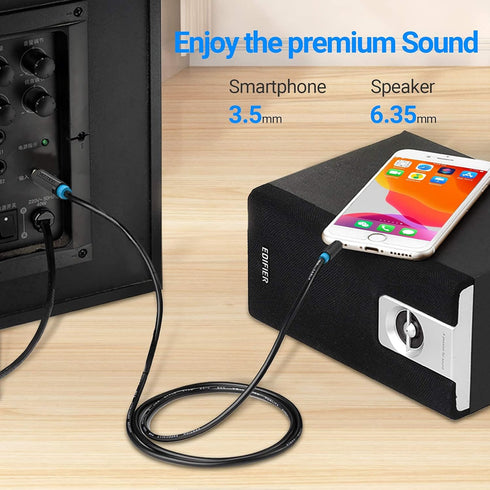 VENTION 3.5mm to 6.35mm Cable, 6.35mm 1/4" to 3.5mm 1/8" Adapter Male to Male TRS Stereo Audio Aux Jack Cable Gold Plated Compatible with Laptop, ...