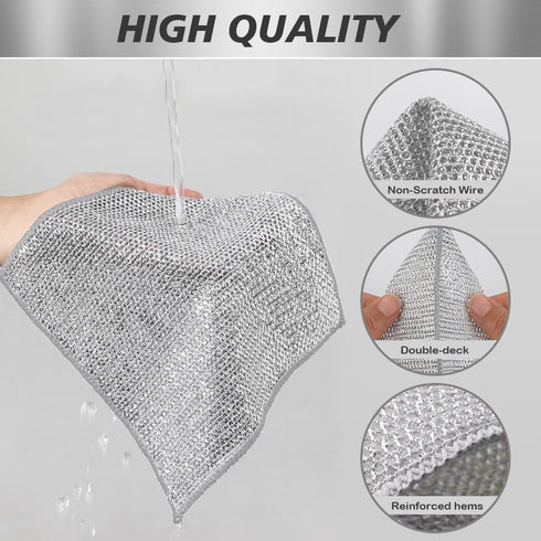 SINLAND Multipurpose Wire Dishwashing Rags Non-Scratch Cleaning Cloths Double-Sided Mesh Metal Wire Cleaning Cloth for Dishes Sinks Counters Stove...