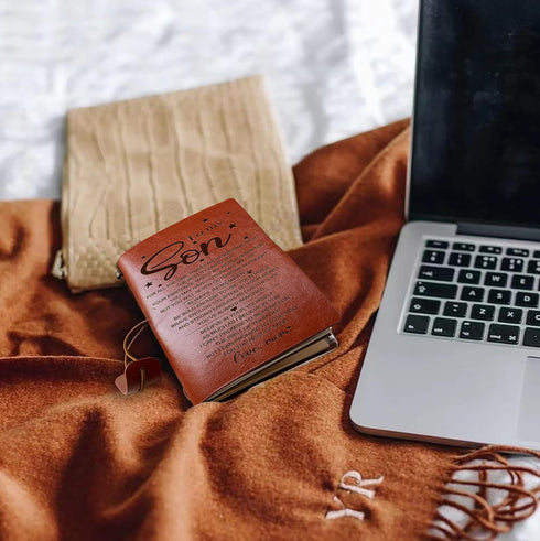 To My Son Embossed Vintage Leather Journal, Refillable Journal Notebooks, Travel Journal Diary Sketch Book Writing Journal, Graduation Birthday Ch...