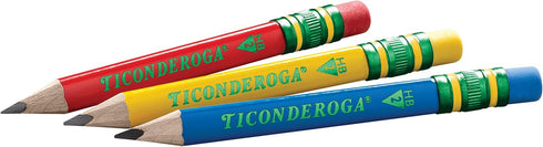 Ticonderoga My First Short Triangular Wood-Cased Pencils, 2 HB Soft, With Erasers, Primary Colors, 12 Count...