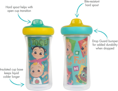 The First Years Cocomelon Kids Insulated Sippy Cups - Dishwasher Safe Spill Proof Toddler Cups - Ages 12 Months and Up - 9 Ounces - 2 Count...