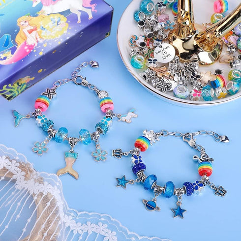 AIPRIDY Charm Bracelet Making Kit,Unicorn Mermaid Crafts Gifts Set Can Inspires Imagination and Creativity,Jewelry Making Kit Perfect Gifts for Gi...