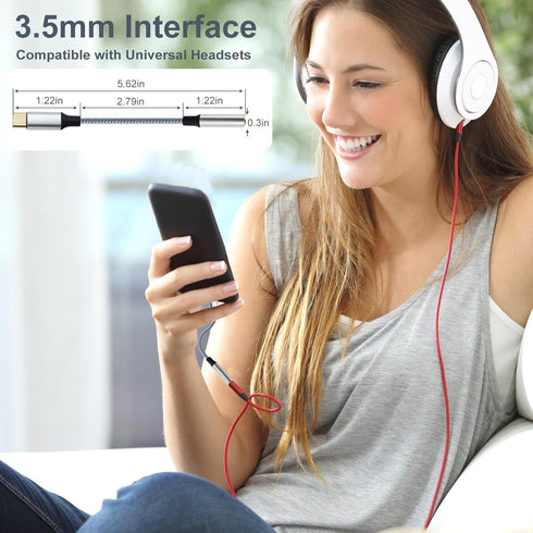 USB C to 3.5mm Jack Adapter, USB Type C to Aux Headphone Jack Dongle Cable, Type C to 3.5mm Headphone Auxiliary Digital Audio Headphone Adapter fo...